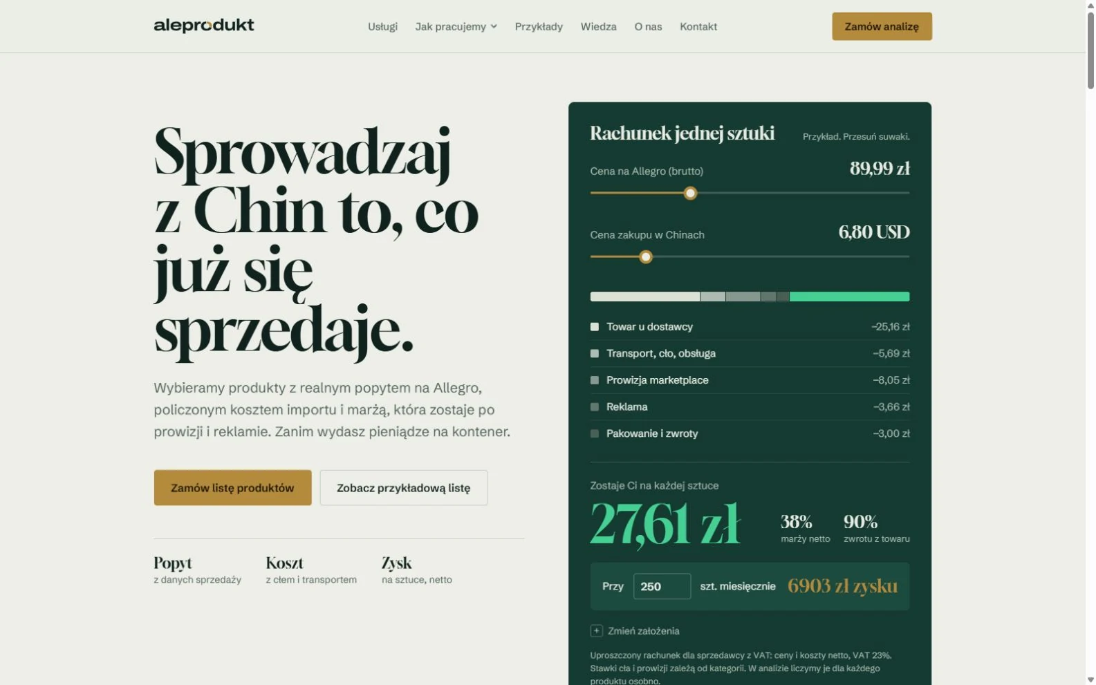 aleprodukt — rzeczywisty widok strony na komputerze